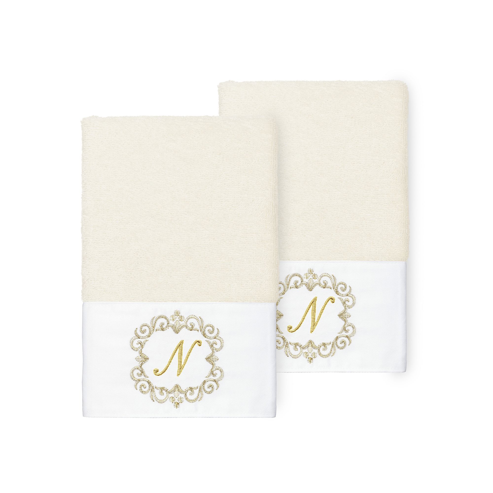 Linum Home Textiles 2-Piece Turkish Cotton Monica Embellished Hand Towel Se