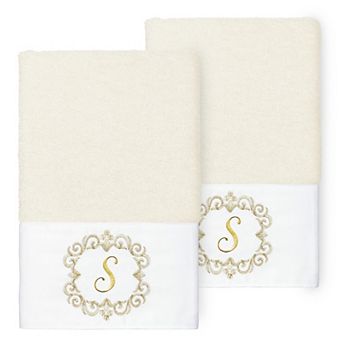 Linum Home Textiles 2 pc Turkish Cotton Monica Embellished Hand Towel Set