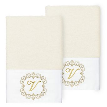Linum Home Textiles 2 pc Turkish Cotton Monica Embellished Hand Towel Set