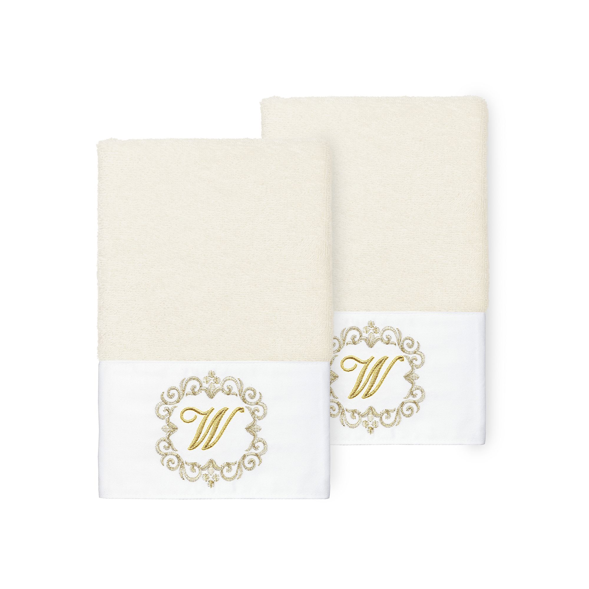 Linum Home Textiles 2-Piece Turkish Cotton Monica Embellished Hand Towel Se
