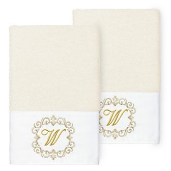 Linum Home Textiles 2 pc Turkish Cotton Monica Embellished Hand Towel Set