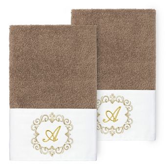 Linum Home Textiles 2 pc Turkish Cotton Monica Embellished Hand Towel Set