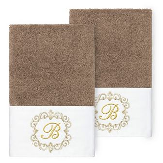 Linum Home Textiles 2 pc Turkish Cotton Monica Embellished Hand Towel Set