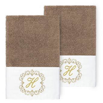 Linum Home Textiles 2 pc Turkish Cotton Monica Embellished Hand Towel Set