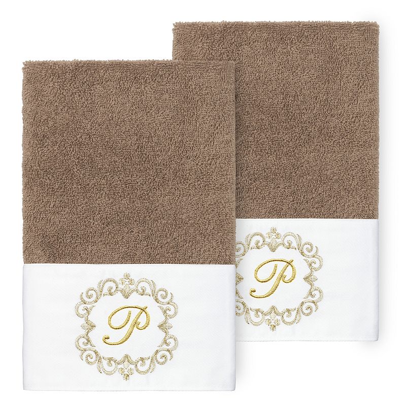 Linum Home Textiles Monica Gold 2-pc. Embellished Hand Towel, One Size, Brown