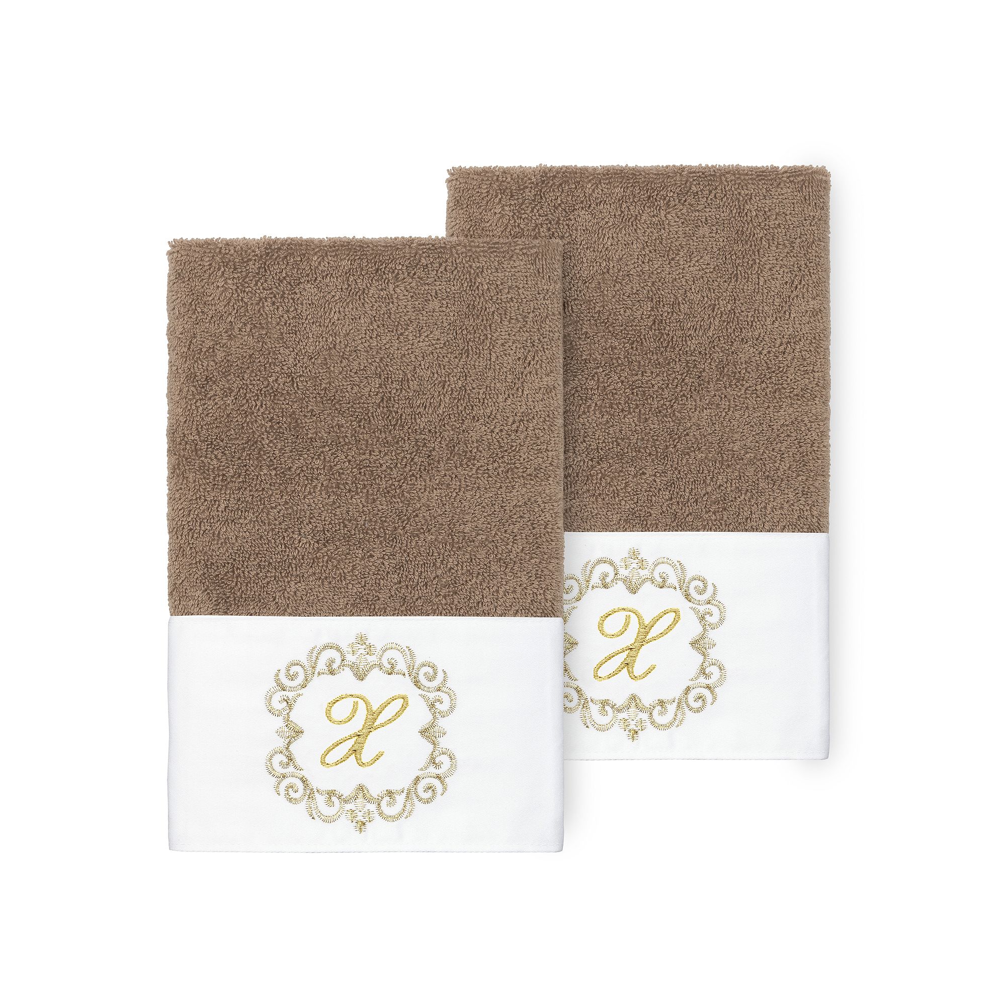 Linum Home Textiles 2-Piece Turkish Cotton Monica Embellished Hand Towel Se