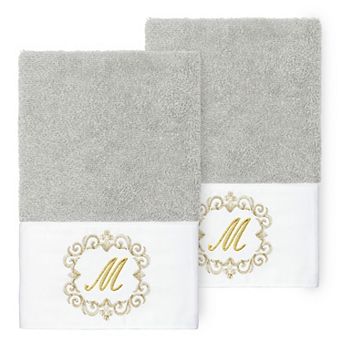 Linum Home Textiles 2 pc Turkish Cotton Monica Embellished Hand Towel Set