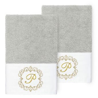Linum Home Textiles 2 pc Turkish Cotton Monica Embellished Hand Towel Set