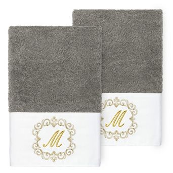 Linum Home Textiles 2 pc Turkish Cotton Monica Embellished Hand Towel Set