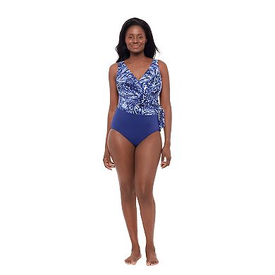 Women's Great Lengths Draped Side Tie Surplice Swimsuit