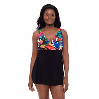 Women's Great Lengths Leaf Island Vee Plunge Swimdress