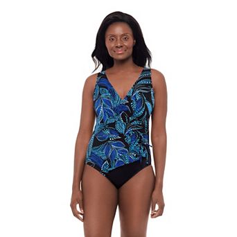 Women's Great Lengths Garden Pond Surplice Ruffle Swimsuit
