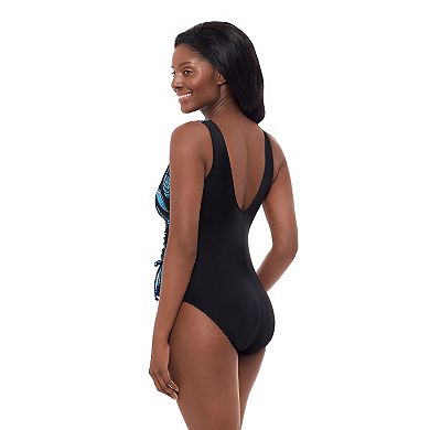Women's Great Lengths Garden Pond Surplice Ruffle Swimsuit
