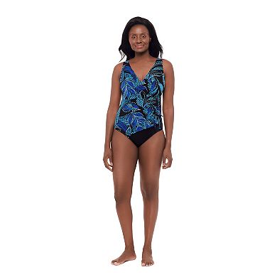 Women's Great Lengths Garden Pond Surplice Ruffle Swimsuit