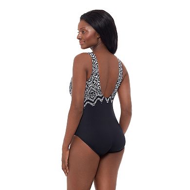 Women's Great Lengths Safari Night Scoopback Highneck One-Piece Swimsuit