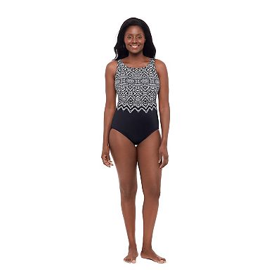 Women's Great Lengths Safari Night Scoopback Highneck One-Piece Swimsuit