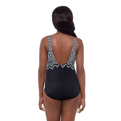 Women's Great Lengths Safari Night Scoopback Highneck One-Piece Swimsuit