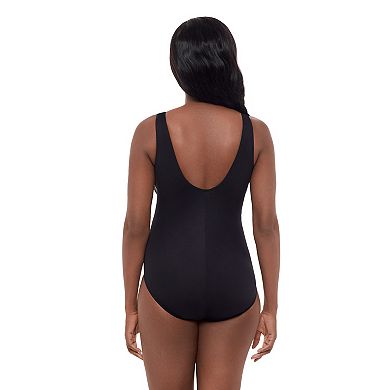Women's Great Lengths Leaf Island Shirred Faux Tie Surplice Swimsuit