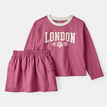 Girls 4-8 Carter's 2 pc London Short-Sleeve Top & Skirt Set