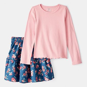 Girls 4-8 Carter's 2 pc Floral Print Long-Sleeve Top & Skirt Set