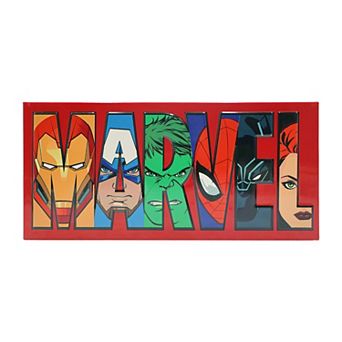The Big One® Marvel Iron Man, Captain America, Hulk, Spider-Man, Black Panther & Black Widow Logo Sign Table Decor