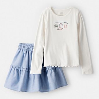 Girls 4-8 Carter's 2 pc "Feelin' Country" Top & Skirt Set