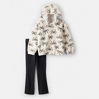 Girls 4-8 Carter's 2 pc Bow Print Long-Sleeve Hoodie & Pant Set
