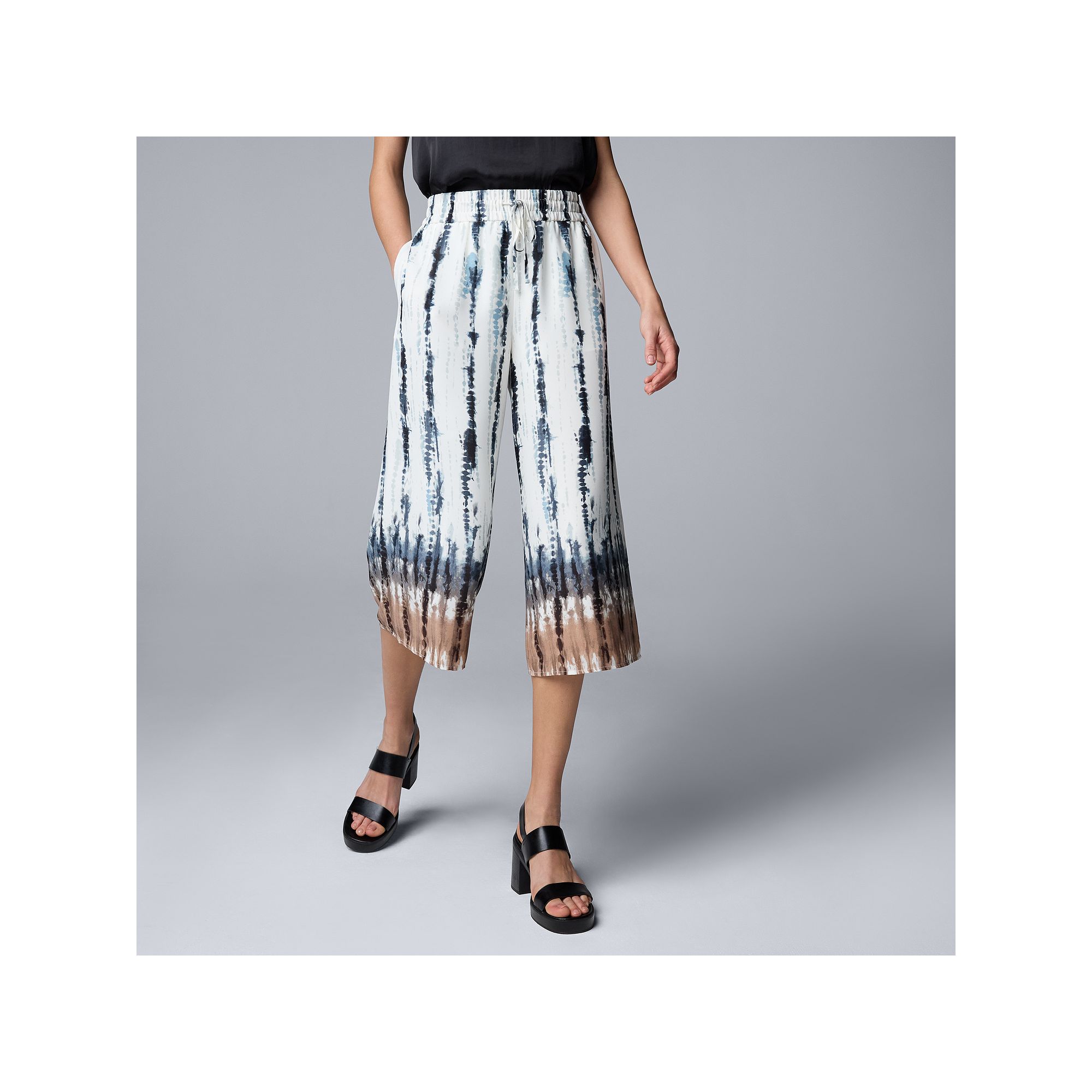 Womens Simply Vera Vera Wang Drpey Culotte Pants, Size: XS, Blue Double Di
