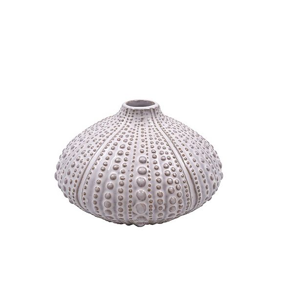 White Ceramic Sea Urchin Vase Table Decor - Multi