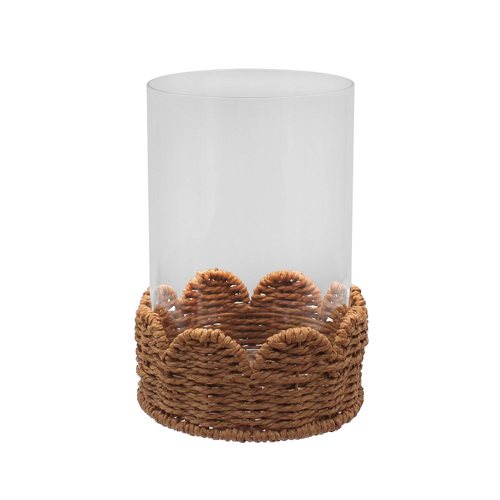 Scallop Woven Glass Hurricane Candle Holder