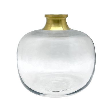 Gold Top Short Glass Vase