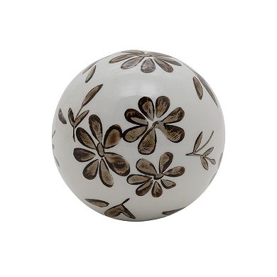Everyday Decor Brown Botanical Ceramic Orb