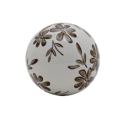 Everyday Decor Brown Botanical Ceramic Orb