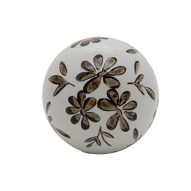 Everyday Decor Brown Botanical Ceramic Orb