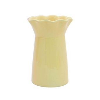 Everyday Decor Yellow Ruffle Top Ceramic Vase