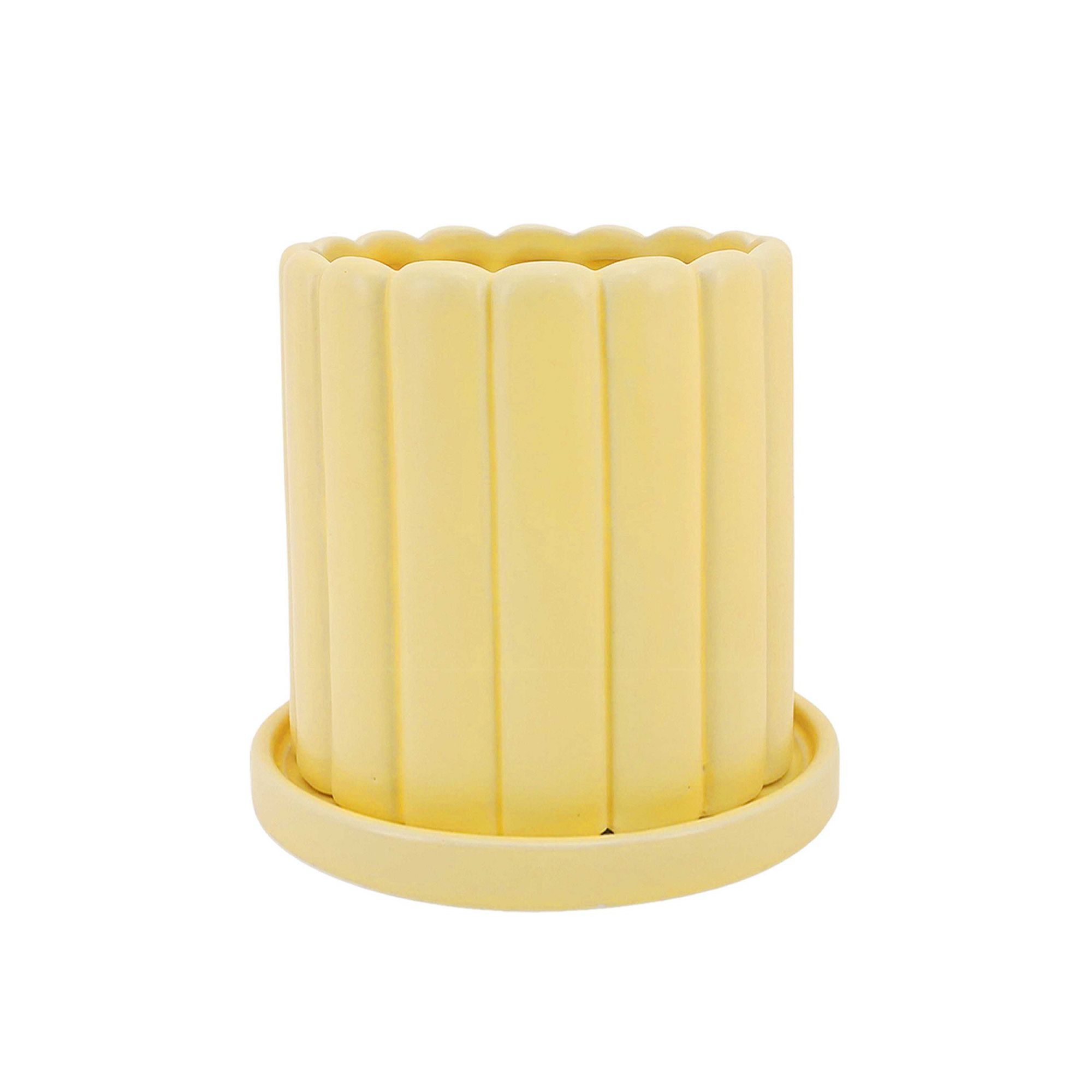 Everyday Decor Yellow Pillow Rib Planter, Multi
