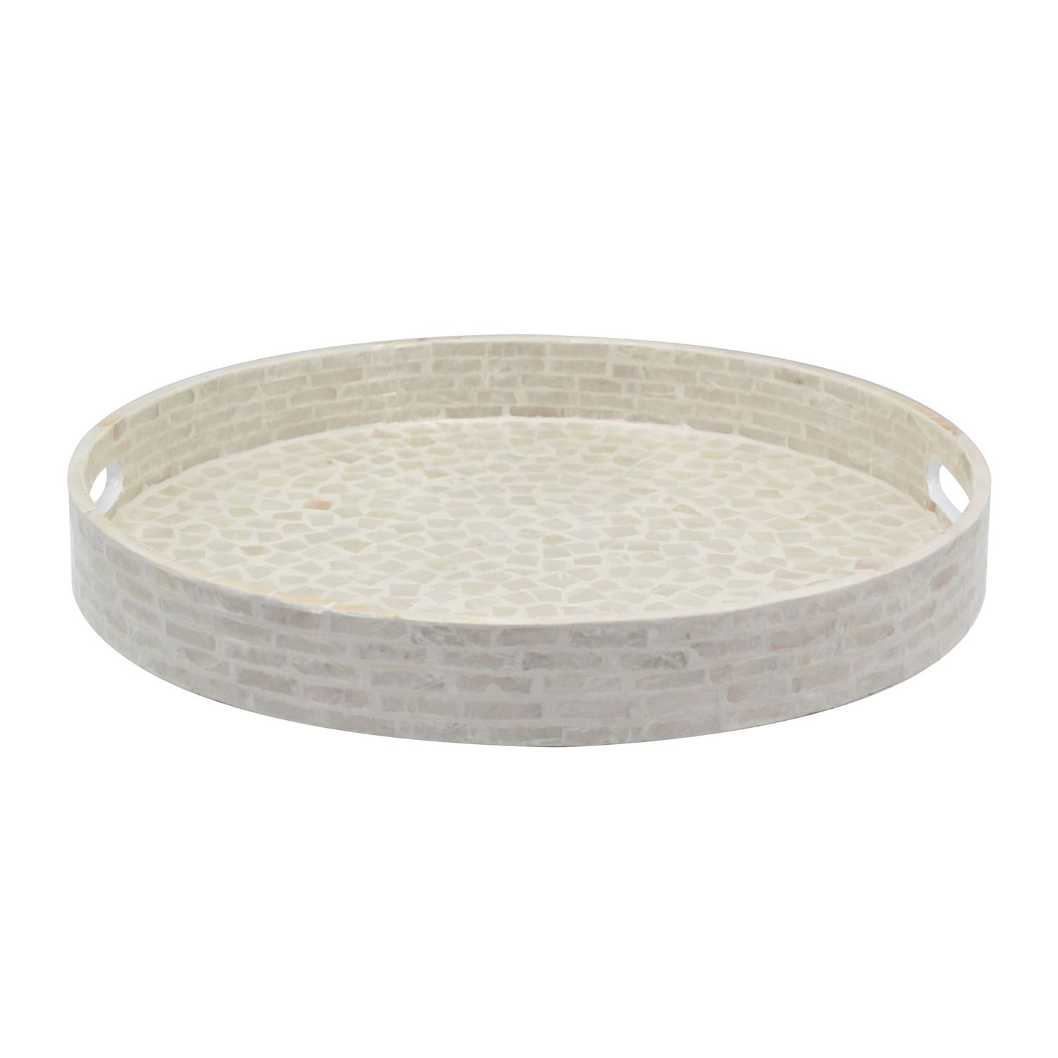 Ivory Capiz Mosaic Circle Tray - Multi