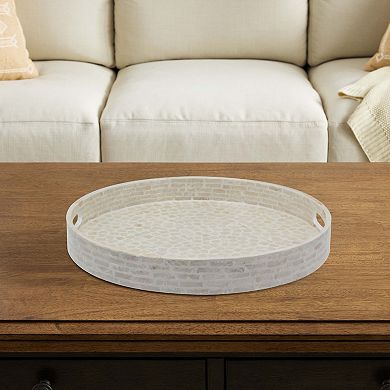 Ivory Capiz Mosaic Circle Tray