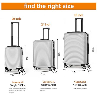 Hikolayae Bend Stripe 3-Piece Hardside Spinner Luggage Set