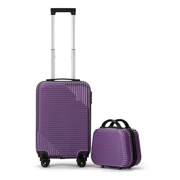 Light Purple Carry On Suitcase Hikolayae Horizon 2-Piece Hardside
