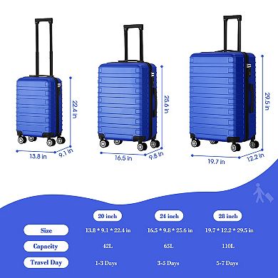 Hikolayae Lots 3-Piece Hardside Spinner Luggage Set