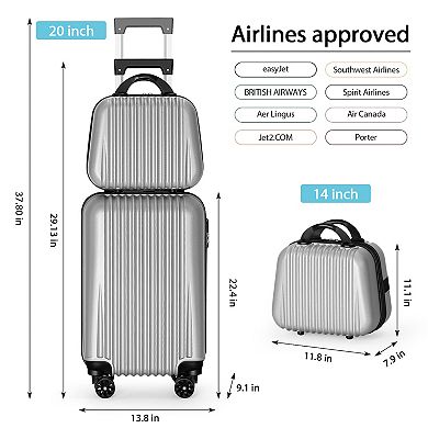 Hikolayae Stripe 2-Piece Hardside Spinner Luggage Set