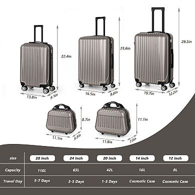 Hikolayae Horizon 5-Piece Hardside Spinner Luggage Set