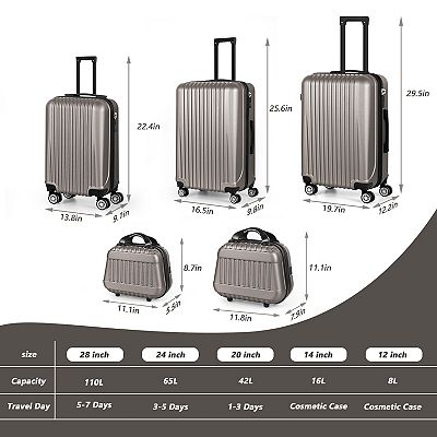 Hikolayae Geometric 5-Piece Hardside Spinner Luggage Set