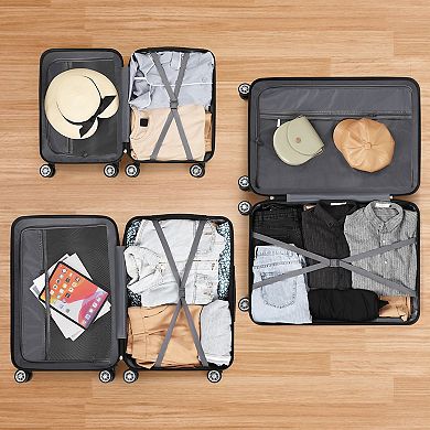 Hikolayae Twill Stripe 3-Piece Hardside Spinner Luggage Set