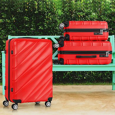 Hikolayae Twill Stripe 3-Piece Hardside Spinner Luggage Set