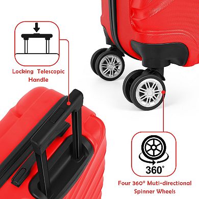 Hikolayae Twill Stripe 3-Piece Hardside Spinner Luggage Set