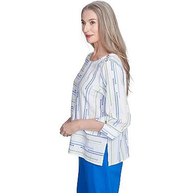 Petite Alfred Dunner Spliced Textured Jacquard Top