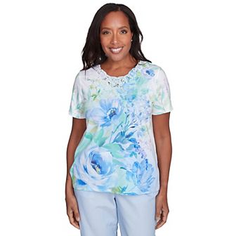Petite Alfred Dunner Dramatic Floral Print Tee
