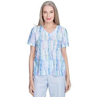 Petite Alfred Dunner Textured Brushstroke Short Sleeve Tee